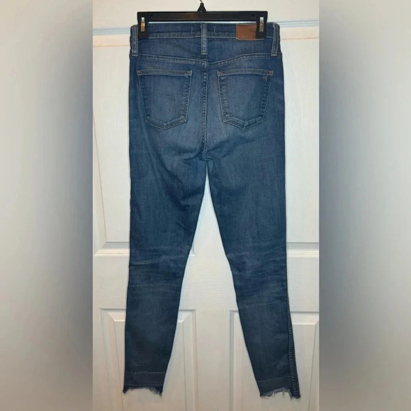 Madewell Jeans Womens Size 27Tall High Rise Skinny Button Fly Distressed Stretch - Picture 2 of 13